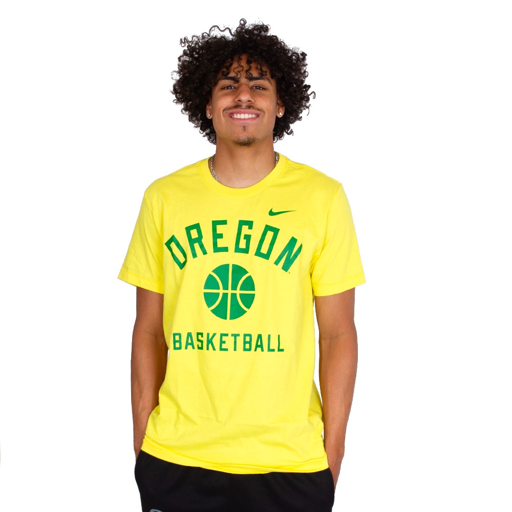 Arched Oregon, Nike, Yellow, Crew Neck, Cotton, Men, Basketball, T-Shirt, 813670